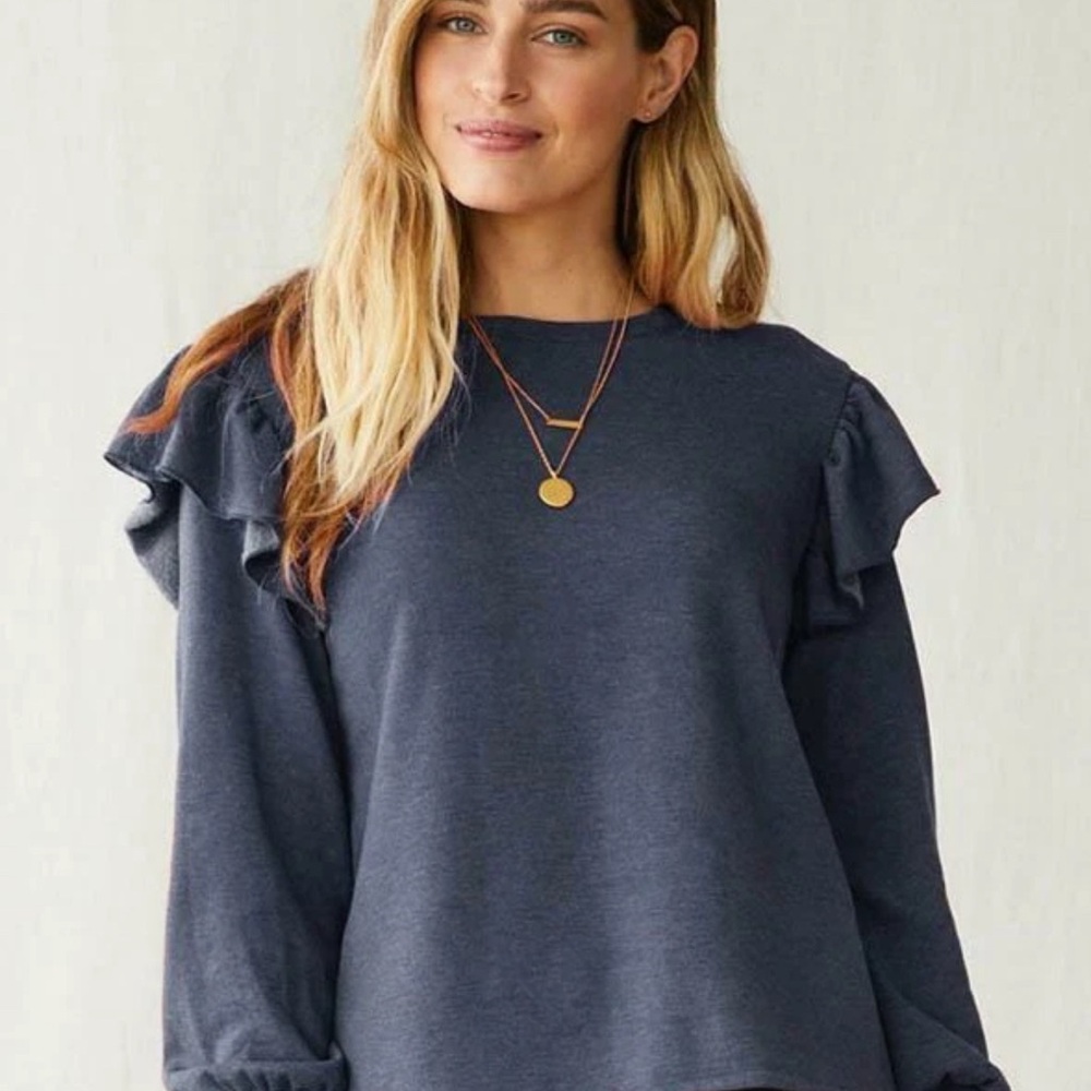 Matilda Jane Navy Long Sleeve Top with Ruffle Detail